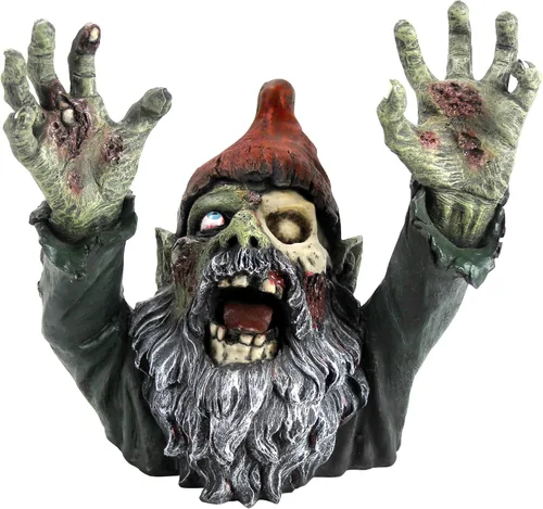 Miniatura 2 de Design Toscano Gnomo zombi - Gnomo esqueleto bávaro del Oktoberfest Gerta - Estatua de gnomo de jardín, 6½ pulgadas de ancho x 4½ pulgadas