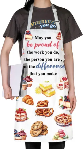 Miniatura 5 de JNIAP Delantal de chef pastelero - Regalos para amantes de los postres - Delantal para hornear con postres