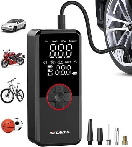 Inflador de neumáticos, compresor de aire portátil, inflado más rápido de 150 PSI, bomba de aire inalámbrica para neumáticos con medidor digital,