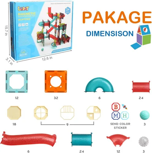 Miniatura 6 de Azulejos magnéticos, bloques magnéticos de tubo de 125 piezas para niños pequeños, juguetes de imanes transparentes 3D, juguete STEM para niños