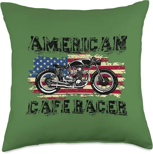 Miniatura 4 de American Cafe Racer Motorcycle Apparel and Merch American Cafe Racer Biker Men Women Adult Teens Boys Girls Throw Pillow, 16x16, Multicolor