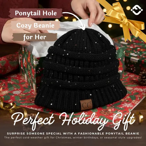 Miniatura 59 de Funky Junque - Gorro para mujer con ranura para cola de caballo