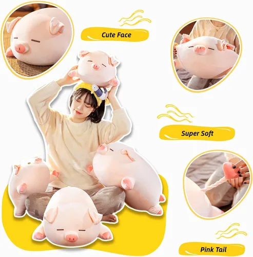Miniatura 3 de Almohada de Peluche de Animal de Cerdo - 15.7'' Lindo Cerdo Rosa Kawaii Almohada para Abrazar, Juguete de Peluche Suave para Acurrucarse, Adorable