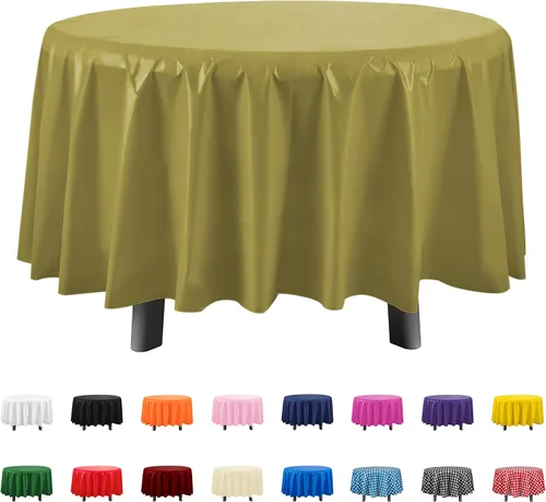 Miniatura 8 de Eleclassi Negro Paquete de 12 Manteles Redondos de Plástico Desechables Premium - Manteles de Mesa de Plástico Redondos de 84 Pulgadas para Fiestas