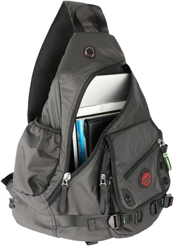 bolso bandolera grande, mochila para portátil, bolso de mensajero cruzado, mochila de viaje para el hombro (A-Negro)