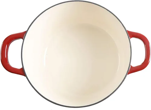 Miniatura 4 de Crock Pot olla para horno holandés de hierro fundido artesanal de 7 cuartos de galón, Rojo escarlata