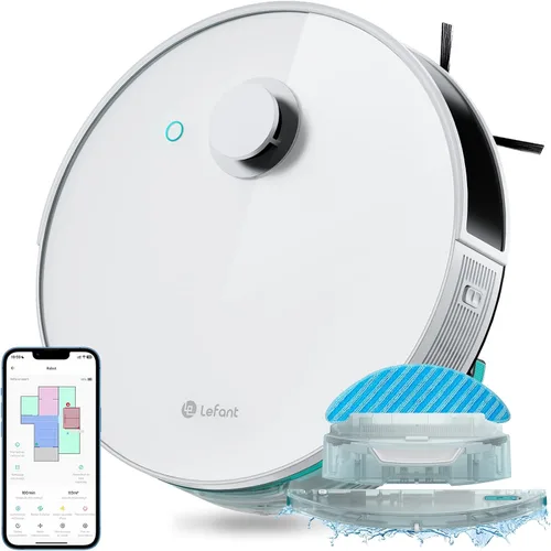 Lefant Combo de aspiradora y trapeador robot N3, mapeo de precisión con sensores Lidar y dToF, succión máxima de 4000 Pa, detección ultrasónica de