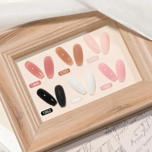 Miniatura 5 de GAOY - Juego de gel polivinílico de 6 colores clásicos rosa desnudo negro, kit de mejora de uñas de gel para arte de uñas DIY