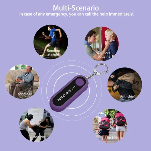 Miniatura 4 de Alarma personal para mujeres, niñas, alarma de seguridad personal simple, luz estroboscópica LED extra, llavero de autodefensa de seguridad, cuernos