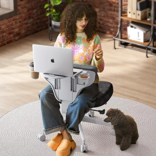 Silla de oficina Newtral Criss Cross con patas cruzadas con bandeja oculta, asiento extra ancho sin brazos cómodo para escritorio y computadora,