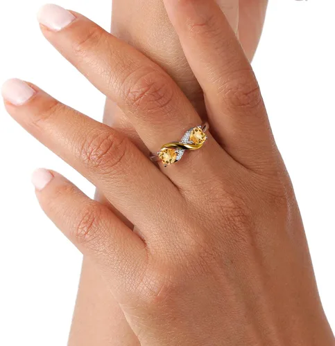Miniatura 69 de Gemstone Birthstone and Lab Grown Diamond Accents Eternal Love Infinity Ring for Women 925 Silver and 10K Yellow Gold Heart Shape 5MM & Round