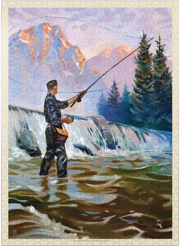 Miniatura 9 de MyPuzzle Classic Sportsman: Fly Fishing, Vintage Poster - Rompecabezas de 100 piezas prémium para adultos