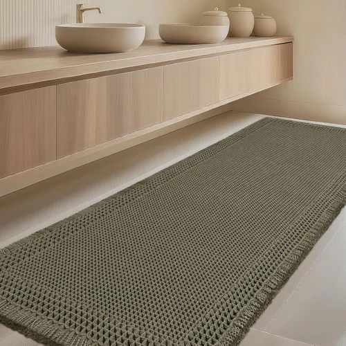 Miniatura 81 de Tapete de baño con diseño de gofre, moderno, bohemio, absorbente, antideslizante, ultrasuave, lavable a máquina, con letra de baño, dormitorio