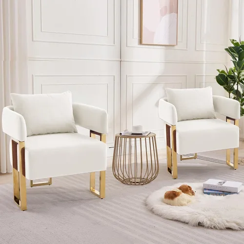 Miniatura 8 de YITAI Sofá Loveseat Moderno Sillas de Acento sin Ruedas, Sillas Laterales para Sala de Estar con Patas de Metal Dorado, Sillones de Lectura