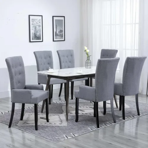 Miniatura 9 de Ergonomic Dining Chair, Dark Grey Polyester Fabric, Solid Oak Wood Frame, Modern Kitchen & Dining Room Furniture