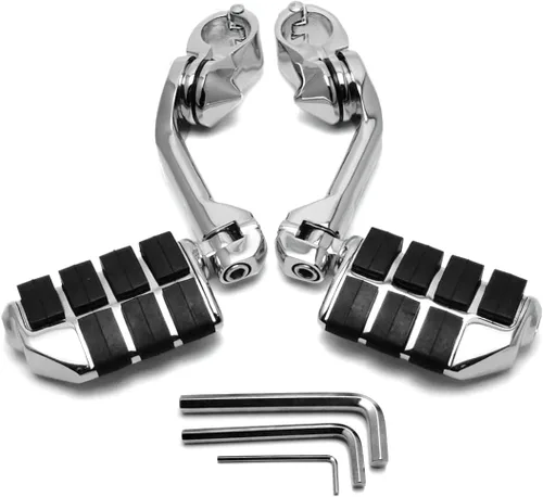 Miniatura 12 de TCT-MOTORPARTS Estriberas negras de 1/4 de pulgada y 1.25 pulgadas, estriberas ajustables para motocicleta en ángulo largo para Harley Touring Road