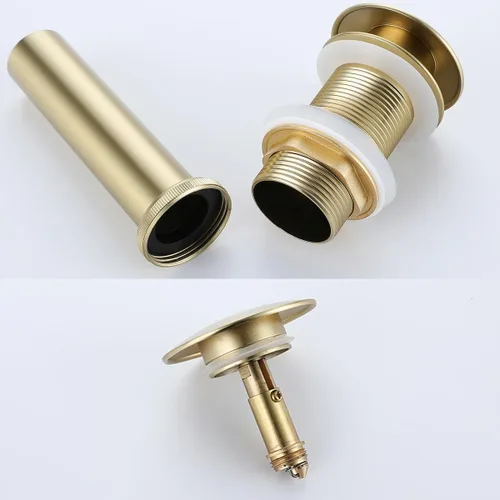 Miniatura 6 de Random - Juego de trampa de desagüe para lavabo, latón contemporáneo, kit de desagüe de fregadero 1 1/4 pulgadas Oro cepillado
