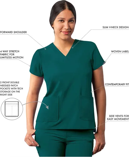 Miniatura 3 de Adar Addition - Ropa quirúrgica para mujer, moderna camiseta médica con cuello en V