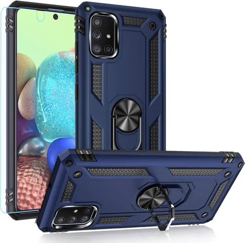 Miniatura 12 de Funda para Samsung A71 5G, Galaxy A71 5G, funda PUSHIMEI de grado militar resistente con protector de pantalla HD, anillo magnético con soporte