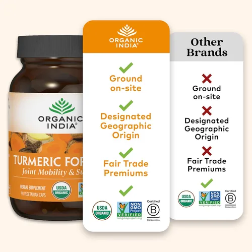 Miniatura 5 de ORGANIC INDIA Suplemento herbario de curcumina de cúrcuma, movilidad articular y apoyo del sistema inmunológico, respuesta inflamatoria saludable