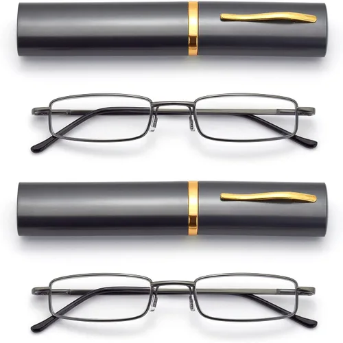 Miniatura 11 de Anteojos de lectura de bolsillo delgados para hombres y mujeres, lentes compactas súper transparentes, lentes con marco de metal con bisagra