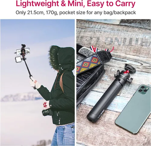 Miniatura 6 de ULANZI MT-16 Mini trípode extensible para cámara, ajuste de 4 niveles, cabeza esférica de 360°, zapata fría, ligero, portátil, palo selfie vlog