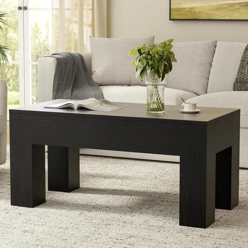 Miniatura 3 de FABATO Mesa auxiliar elevable de 41.7 pulgadas, mesa auxiliar rectangular de madera con almacenamiento oculto, mesa central grande de altura
