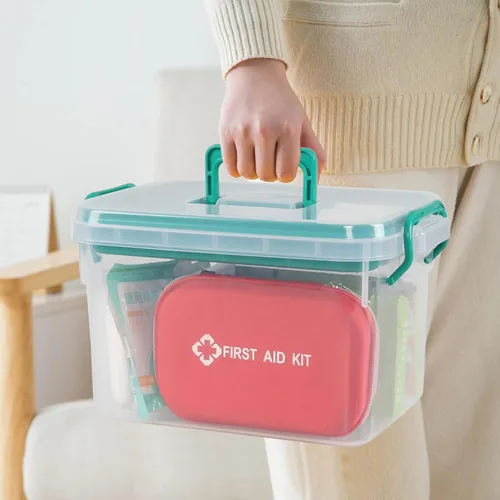 Miniatura 5 de Oymlclivisa Caja de primeros auxilios de plástico, organizador de caja médica transparente