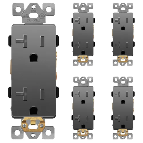 Miniatura 56 de LIDER LR15-TR-GD5P - Receptáculo decorativo mate c/tapa frontal intercambiable, tomacorriente a prueba de manipulaciones/niños, autoconexión a Dorado