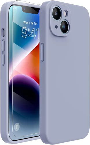 Miniatura 312 de Miracase Funda diseñada para iPhone 13, con protector de pantalla de vidrio templado, forro de microfibra suave antiarañazos, funda de goma
