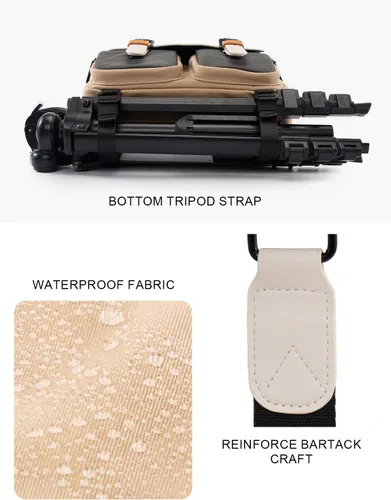 Miniatura 6 de Cwatcun Bolsa para Cámara Bolsa de Mensajero Cruzada de Hombro para Cámara, Bolsa de Fotografía de Viaje para Hombres/Mujeres con Soporte para Blanco