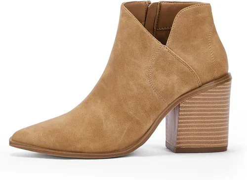 Miniatura 2 de Botines de punta puntiaguda para mujer, tacón grueso, apilado, con cremallera lateral, botines de otoño