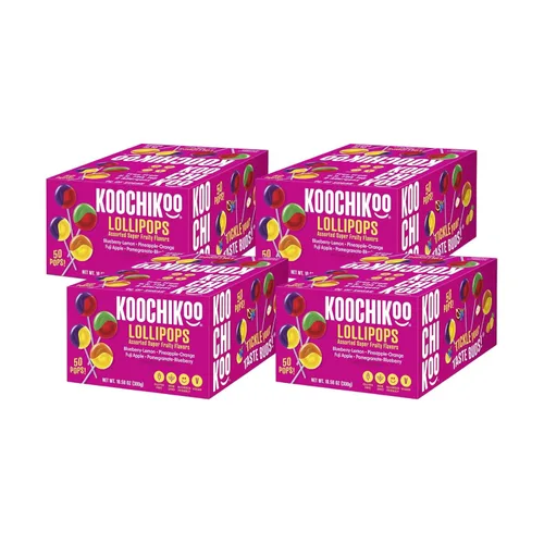 Miniatura 8 de Koochikoo Caja variada de paletas sin azúcar, sabores de frutas surtidos, sin azúcar añadido, sin gluten y certificado vegano, paletas/caja de 50 CT