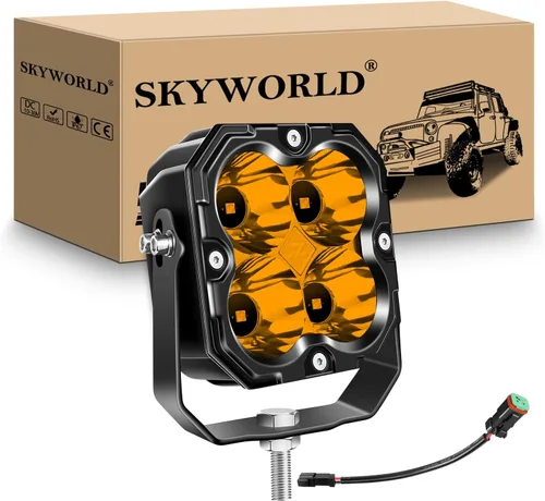 Miniatura 17 de SKYWORLD Luz LED Cuadrada Tipo Pod de 4.3 pulgadas, 30W 2500 LM, Luz Antiniebla de Conducción Todoterreno para Carro 4x4 Camión UTE ATV Barco