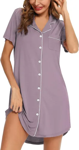 Miniatura 4 de Leikar Camisa de Dormir de Maternidad para Mujer con Mangas Largas, Pijama de Lactancia