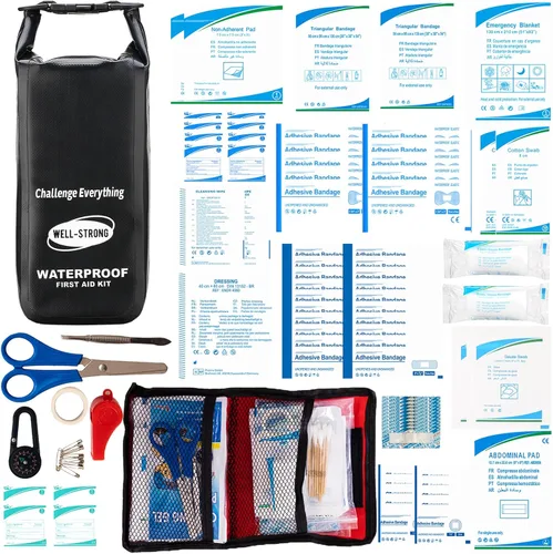 Miniatura 8 de Kit de Primeros Auxilios Impermeable con Tapa Enrollable para Barco, Kit de Emergencia con Contenidos Impermeables para Pesca, Kayak, Canotaje