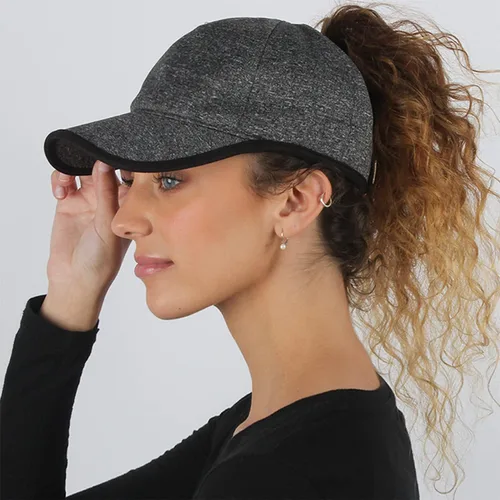 Miniatura 2 de Ponyflo Sombrero de cola de caballo activo - Gorras de cola de caballo para mujer, diseñadas para cabello rizado