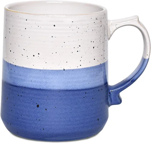 Bosmarlin Taza de café grande de cerámica, taza de té grande para oficina y hogar, 21 onzas, apta para lavavajillas y microondas, 1 unidad (azul