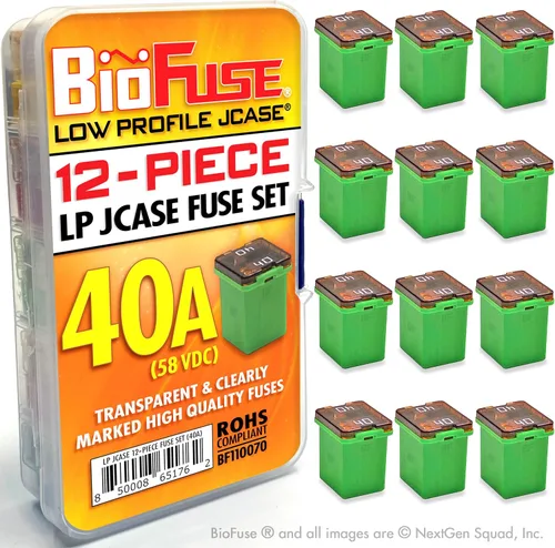 Surtido de fusibles de cartucho de 12 piezas JCASE de bajo perfil 40A. Se adapta a la mayoría: Nissan, Toyota, Chrysler, Dodge, Chevy, GM y Ford