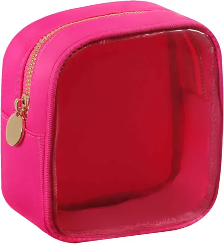 Miniatura 25 de Bolsa de maquillaje de viaje cosmética bolsa de maquillaje de aseo Orgnizer para mujeres, Sacos transparentes de color rosa intenso, Internacional