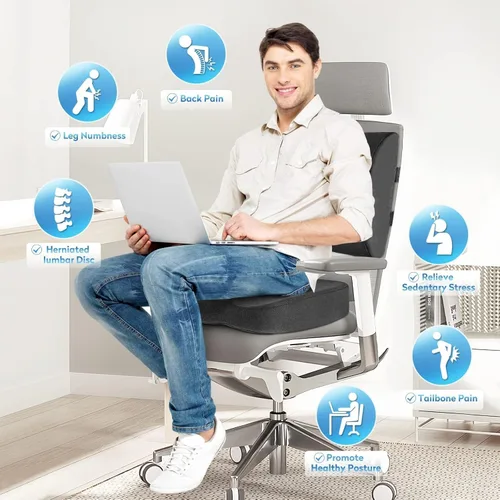 Miniatura 5 de CloudBliss Cojín de asiento, cojín para silla de oficina, cojín de asiento de automóvil, almohada de apoyo lumbar para silla de oficina, almohada