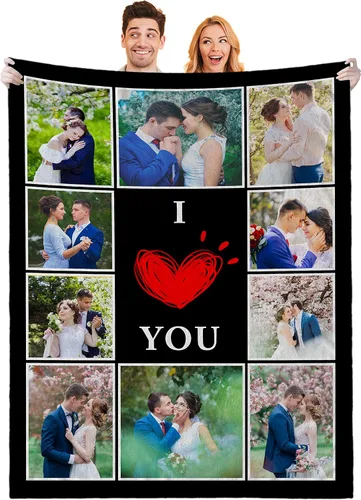 Miniatura 10 de Regalos personalizados para novio, novia, regalo personalizado para marido y esposa, mantas personalizadas con imágenes, manta de fotos