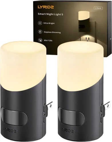 Miniatura 9 de LyrIDZ - Luz nocturna ámbar con sensor de movimiento, luz nocturna enchufable regulable de 1 a 150 lm para interior, para dormitorio, baño, pasillo