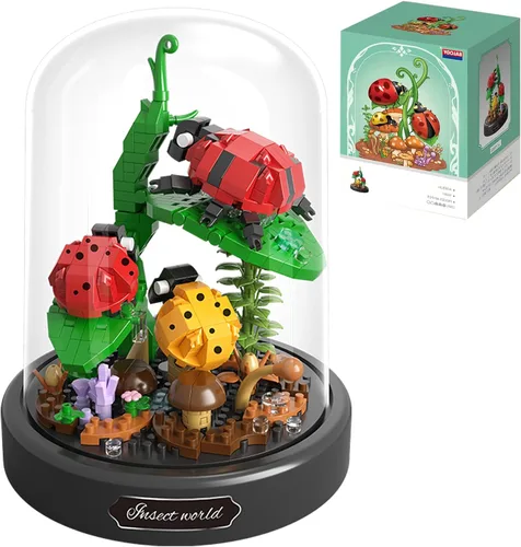Miniatura 9 de Juego de construcción de bonsái de plantas de insectos, conjunto de mini animales amigos para adultos, regalo de colección de insectos para niños