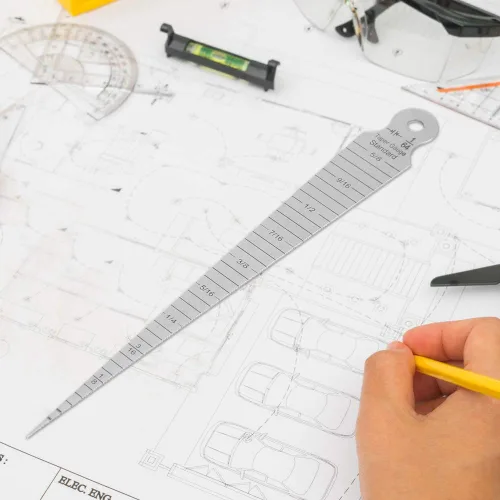 Miniatura 4 de Regla de calibre cónico de acero inoxidable de 0.000-0.591 in, regla de inspección de agujeros, cuña, reglas de soldadura, herramienta de medición