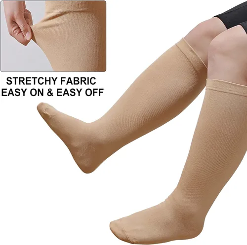 Miniatura 4 de CaiDieNu Calcetines de compresión de talla grande para mujeres y hombres: pantorrilla ancha hasta 6XL 20-30 mmHg Rodilla de alto soporte