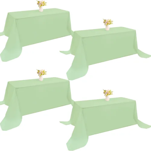 Miniatura 18 de Paquete de 4 manteles rectangulares de poliéster lavables de 60 x 102 pulgadas, color blanco, para mesas de comedor, bodas, bufés, fiestas