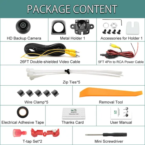 Miniatura 3 de GreenYi AHD 720P Cámara trasera inversa para automóvil, SUV, RV, remolque, cámper, camioneta, camioneta, camioneta, carcasa de metal, lente de ojo