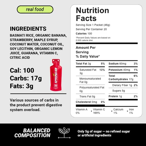 Miniatura 2 de Spring Energy - Canaberry - Gel de batido de fresa (vegano) 100 Kcal - Paquete de 20