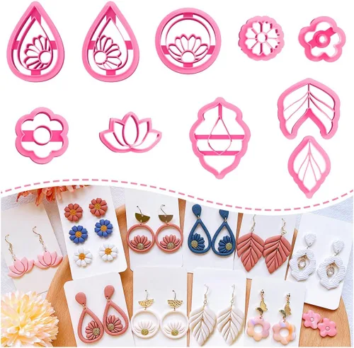 KEOKER Cortadores de arcilla polimérica, cortadores de arcilla floral de primavera, cortadores de arcilla polimérica para hacer aretes, joyería, 10